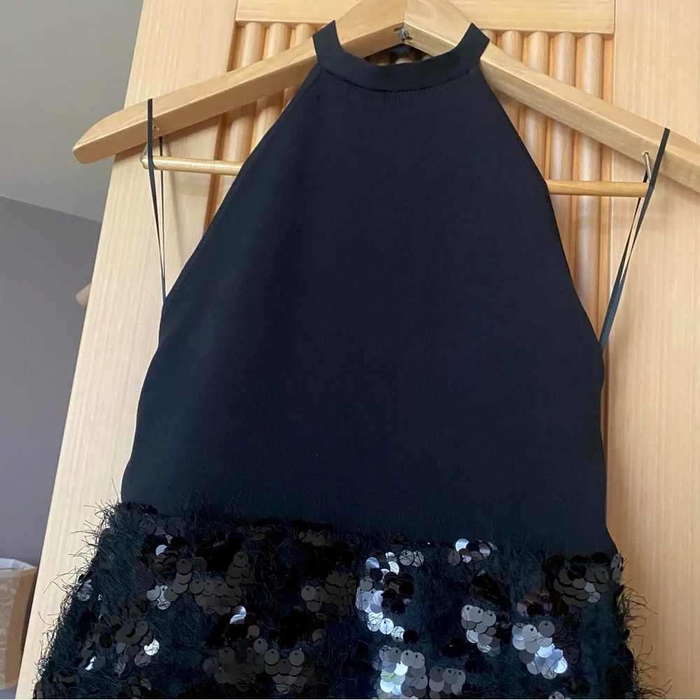 Zara sequin knit halter dress black - Picture 4 of 11